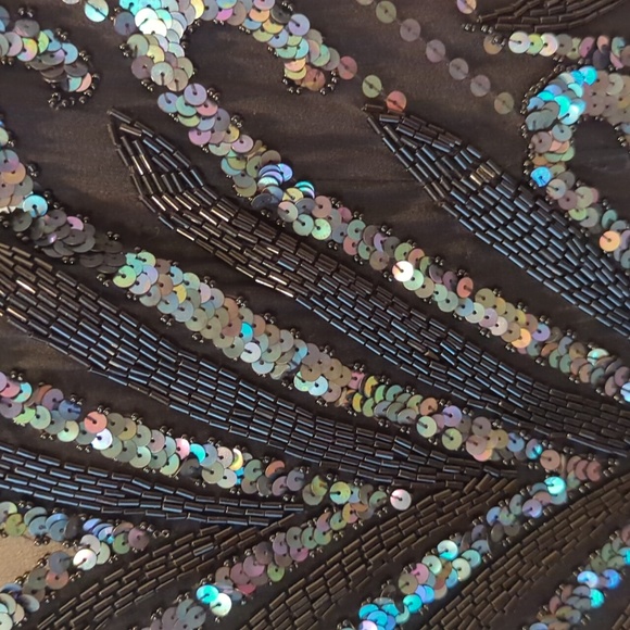 Vintage 80s 90s beaded sequins silk formal cocktail dress - A.J. Bari - Picture 2 of 2